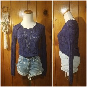 Free People Sunny Pucker Lace Long Sleeve Top